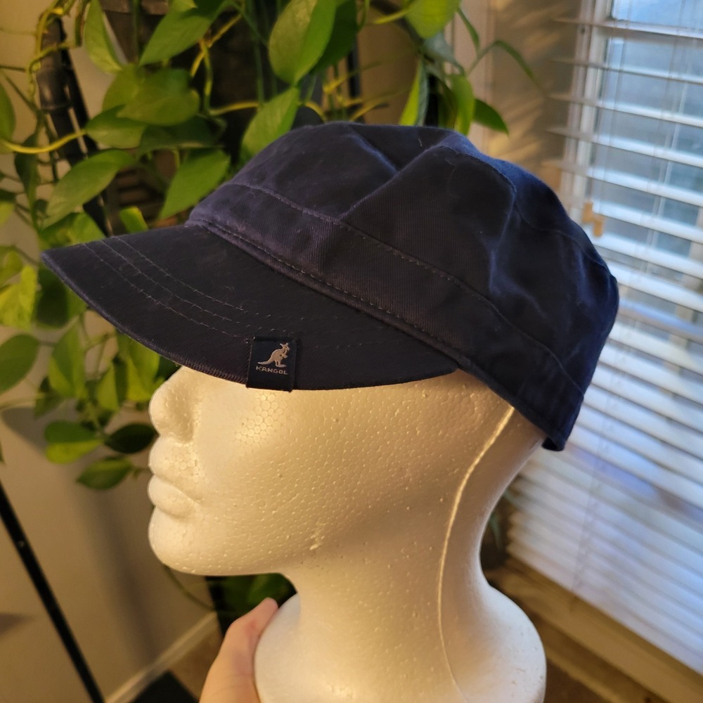 Kangol Navy Blue Cotton Adjustable Army Cap Cadet Hat Small Medium